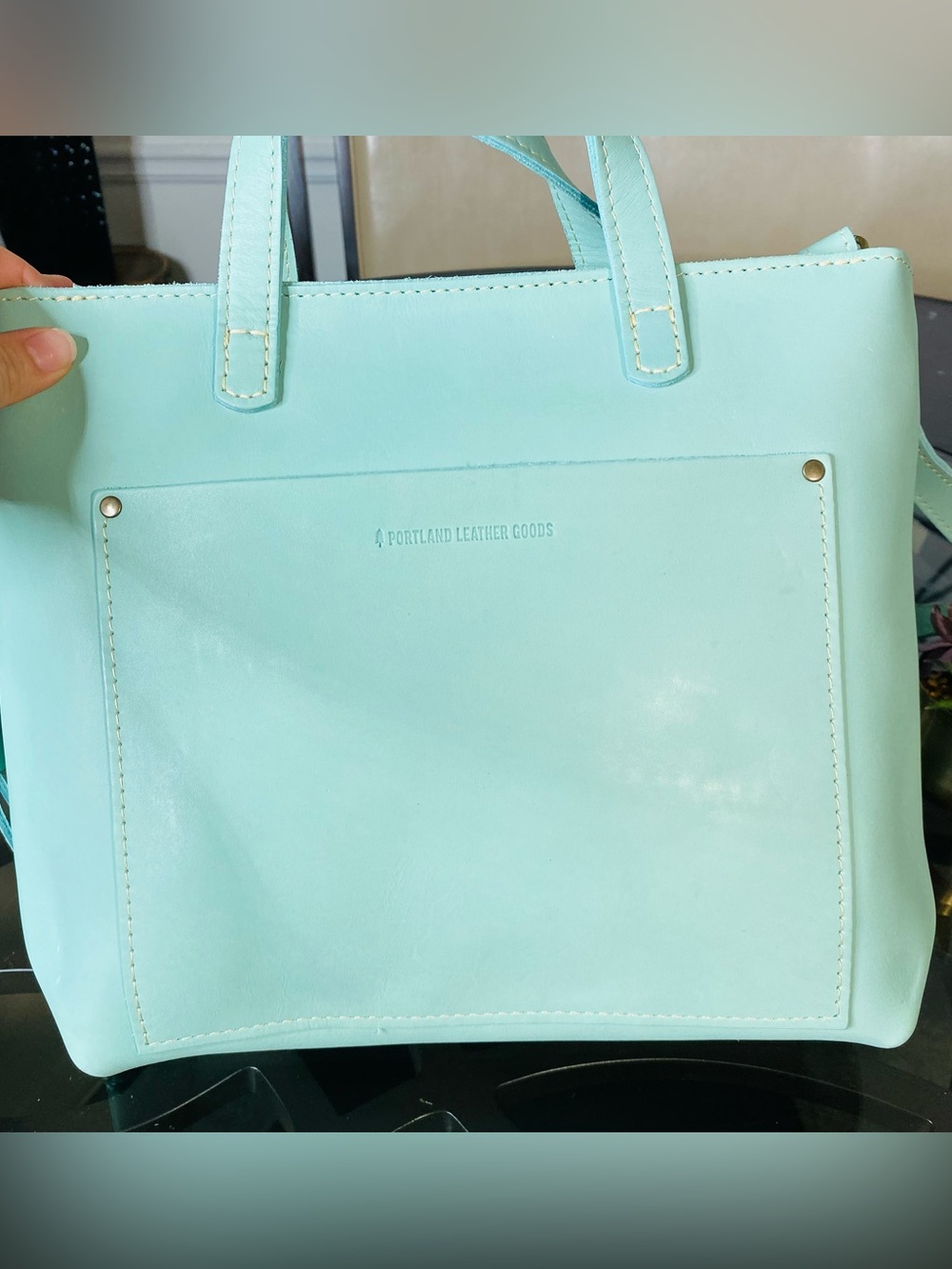 Portland Leather Goods Mint Medium Crossbody Tote Bag New Without Tags - Picture 7 of 10